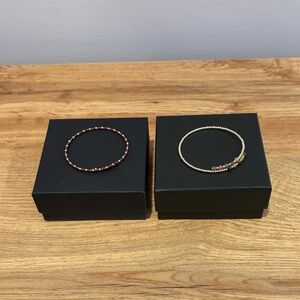 Set of 2 14K Gold Plated Adjustable Elegant Beaded Bracelets - Multicolor